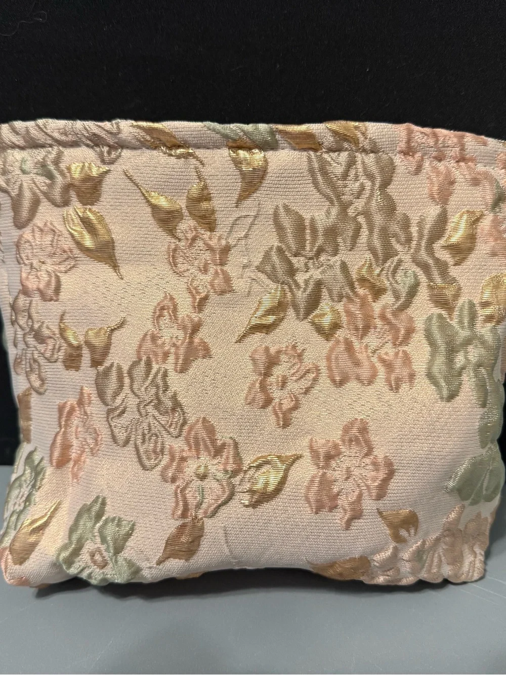 Floral Embroidered Pink Cosmetic Pouch